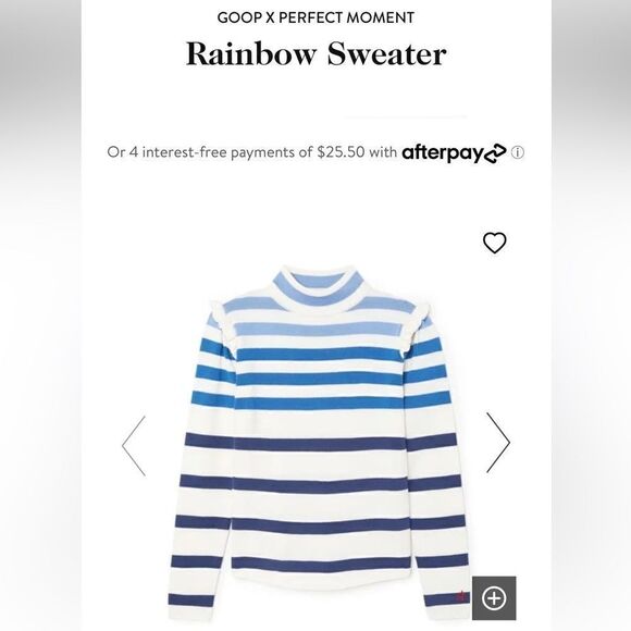 NEW Goop × Perfect Moment Striped Ruffle Sleeve Rainbow Wool Sweater XS - Picture 8 of 16